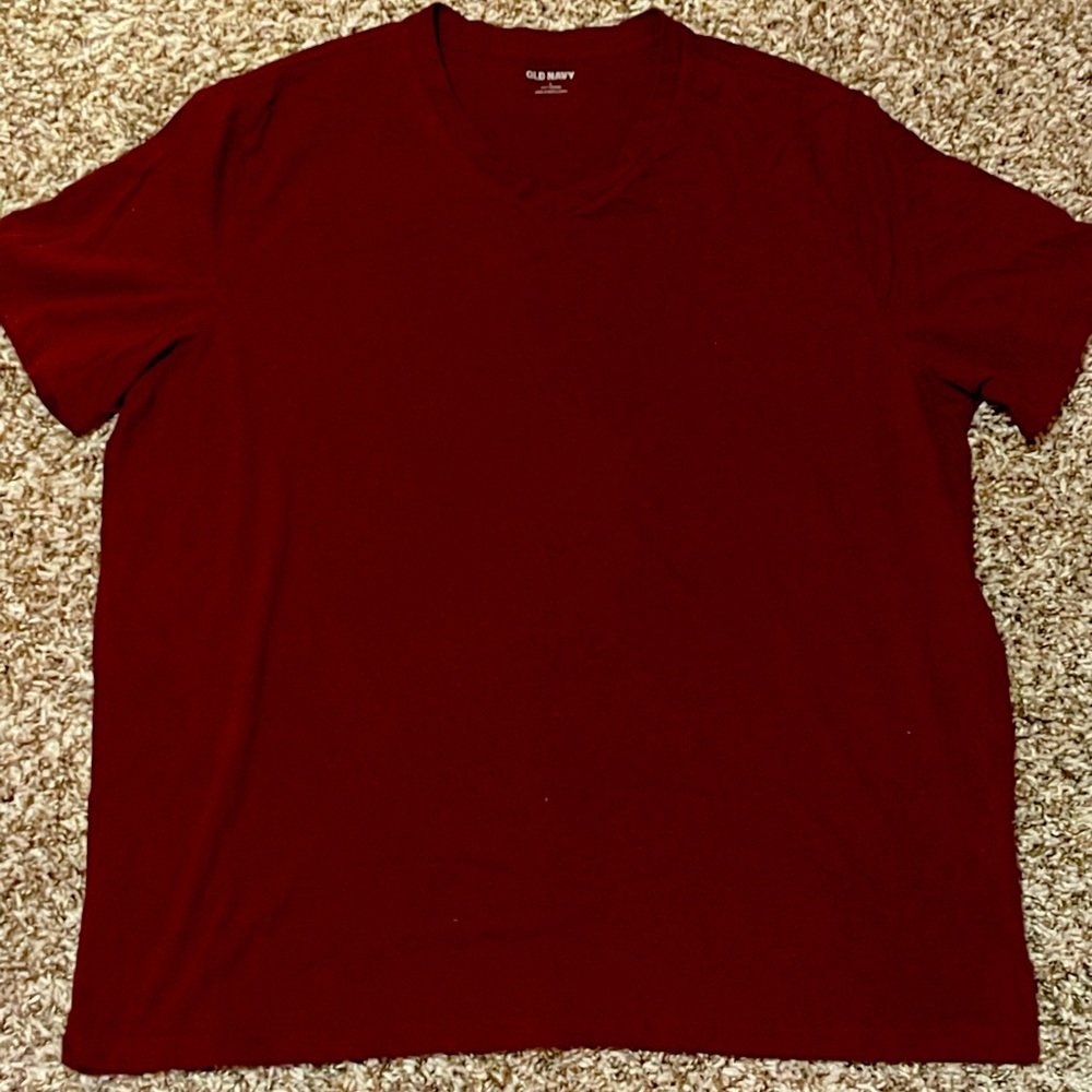 Old Navy Maroon V-Neck Short Sleeve T-Shirt
